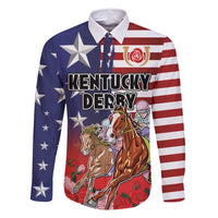 Kentucky Horses Racing Family Matching Off Shoulder Maxi Dress and Hawaiian Shirt Roses Road with US Flag Style