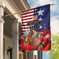 Kentucky Horses Racing Garden Flag Roses Road with US Flag Style