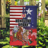 Kentucky Horses Racing Garden Flag Roses Road with US Flag Style