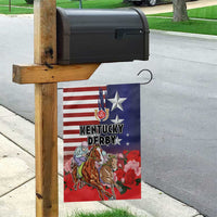 Kentucky Horses Racing Garden Flag Roses Road with US Flag Style