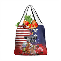 Kentucky Horses Racing Grocery Bag Roses Road with US Flag Style