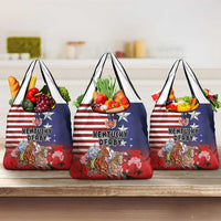 Kentucky Horses Racing Grocery Bag Roses Road with US Flag Style
