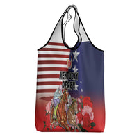 Kentucky Horses Racing Grocery Bag Roses Road with US Flag Style