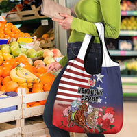 Kentucky Horses Racing Grocery Bag Roses Road with US Flag Style