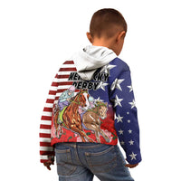 Kentucky Horses Racing Kid Hoodie Roses Road with US Flag Style