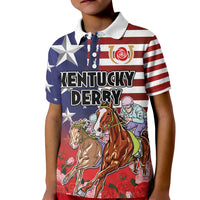 Kentucky Horses Racing Kid Polo Shirt Roses Road with US Flag Style