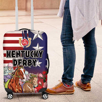 Kentucky Horses Racing Luggage Cover Roses Road with US Flag Style