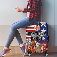 Kentucky Horses Racing Luggage Cover Roses Road with US Flag Style