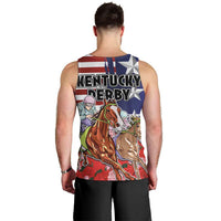 Kentucky Horses Racing Men Tank Top Roses Road with US Flag Style