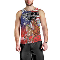 Kentucky Horses Racing Men Tank Top Roses Road with US Flag Style