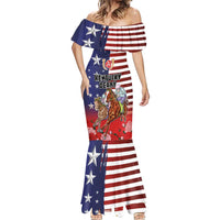 Kentucky Horses Racing Mermaid Dress Roses Road with US Flag Style