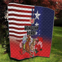 Kentucky Horses Racing Quilt Roses Road with US Flag Style