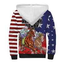 Kentucky Horses Racing Sherpa Hoodie Roses Road with US Flag Style