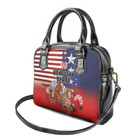 Kentucky Horses Racing Shoulder Handbag Roses Road with US Flag Style