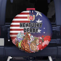 Kentucky Horses Racing Spare Tire Cover Roses Road with US Flag Style