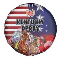 Kentucky Horses Racing Spare Tire Cover Roses Road with US Flag Style