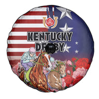 Kentucky Horses Racing Spare Tire Cover Roses Road with US Flag Style