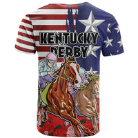 Kentucky Horses Racing T Shirt Roses Road with US Flag Style