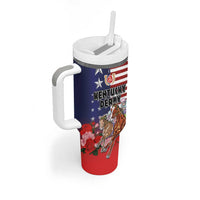 Kentucky Horses Racing Tumbler With Handle Roses Road with US Flag Style