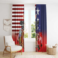 Kentucky Horses Racing Window Curtain Roses Road with US Flag Style