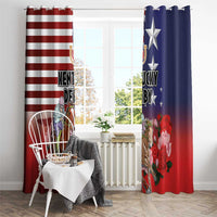 Kentucky Horses Racing Window Curtain Roses Road with US Flag Style