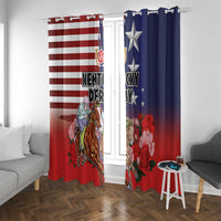 Kentucky Horses Racing Window Curtain Roses Road with US Flag Style