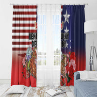 Kentucky Horses Racing Window Curtain Roses Road with US Flag Style