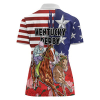Kentucky Horses Racing Women Polo Shirt Roses Road with US Flag Style