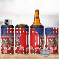 Kentucky Horses Racing 4 in 1 Can Cooler Tumbler US Flag Grunge and Diamond Pattern Red Color