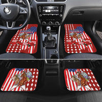 Kentucky Horses Racing Car Mats US Flag Grunge and Diamond Pattern Red Color