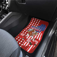 Kentucky Horses Racing Car Mats US Flag Grunge and Diamond Pattern Red Color