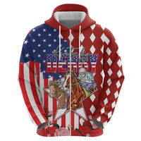 Kentucky Horses Racing Hoodie US Flag Grunge and Diamond Pattern Red Color