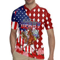 Kentucky Horses Racing Rugby Jersey US Flag Grunge and Diamond Pattern Red Color