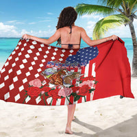 Kentucky Horses Racing Sarong US Flag Grunge and Diamond Pattern Red Color