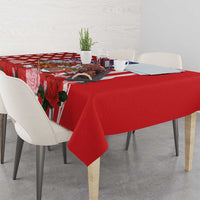 Kentucky Horses Racing Tablecloth US Flag Grunge and Diamond Pattern Red Color