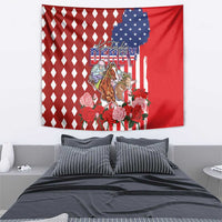 Kentucky Horses Racing Tapestry US Flag Grunge and Diamond Pattern Red Color