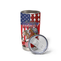 Kentucky Horses Racing Tumbler Cup US Flag Grunge and Diamond Pattern Red Color