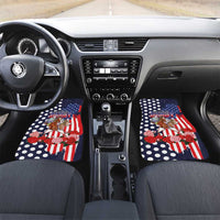 Kentucky Horses Racing Car Mats US Flag Grunge and Dot Pattern Blue Color