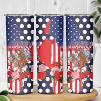 Kentucky Horses Racing Skinny Tumbler US Flag Grunge and Dot Pattern Blue Color