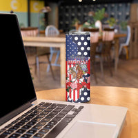 Kentucky Horses Racing Skinny Tumbler US Flag Grunge and Dot Pattern Blue Color
