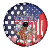 Kentucky Horses Racing Spare Tire Cover US Flag Grunge and Dot Pattern Blue Color
