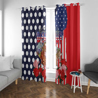 Kentucky Horses Racing Window Curtain US Flag Grunge and Dot Pattern Blue Color