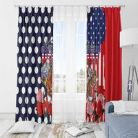 Kentucky Horses Racing Window Curtain US Flag Grunge and Dot Pattern Blue Color