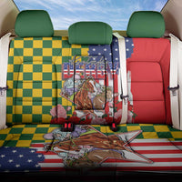 Kentucky Horses Racing Back Car Seat Cover US Flag Grunge and Check Pattern Green Color
