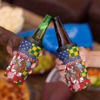 Kentucky Horses Racing 4 in 1 Can Cooler Tumbler US Flag Grunge and Check Pattern Green Color