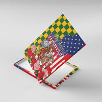 Kentucky Horses Racing Canvas Wall Art US Flag Grunge and Check Pattern Green Color