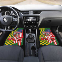 Kentucky Horses Racing Car Mats US Flag Grunge and Check Pattern Green Color