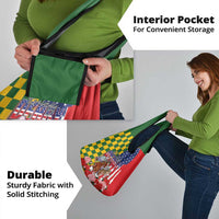 Kentucky Horses Racing Grocery Bag US Flag Grunge and Check Pattern Green Color