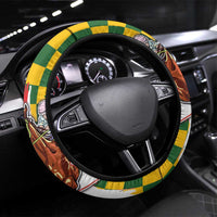 Kentucky Horses Racing Steering Wheel Cover US Flag Grunge and Check Pattern Green Color