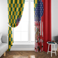 Kentucky Horses Racing Window Curtain US Flag Grunge and Check Pattern Green Color